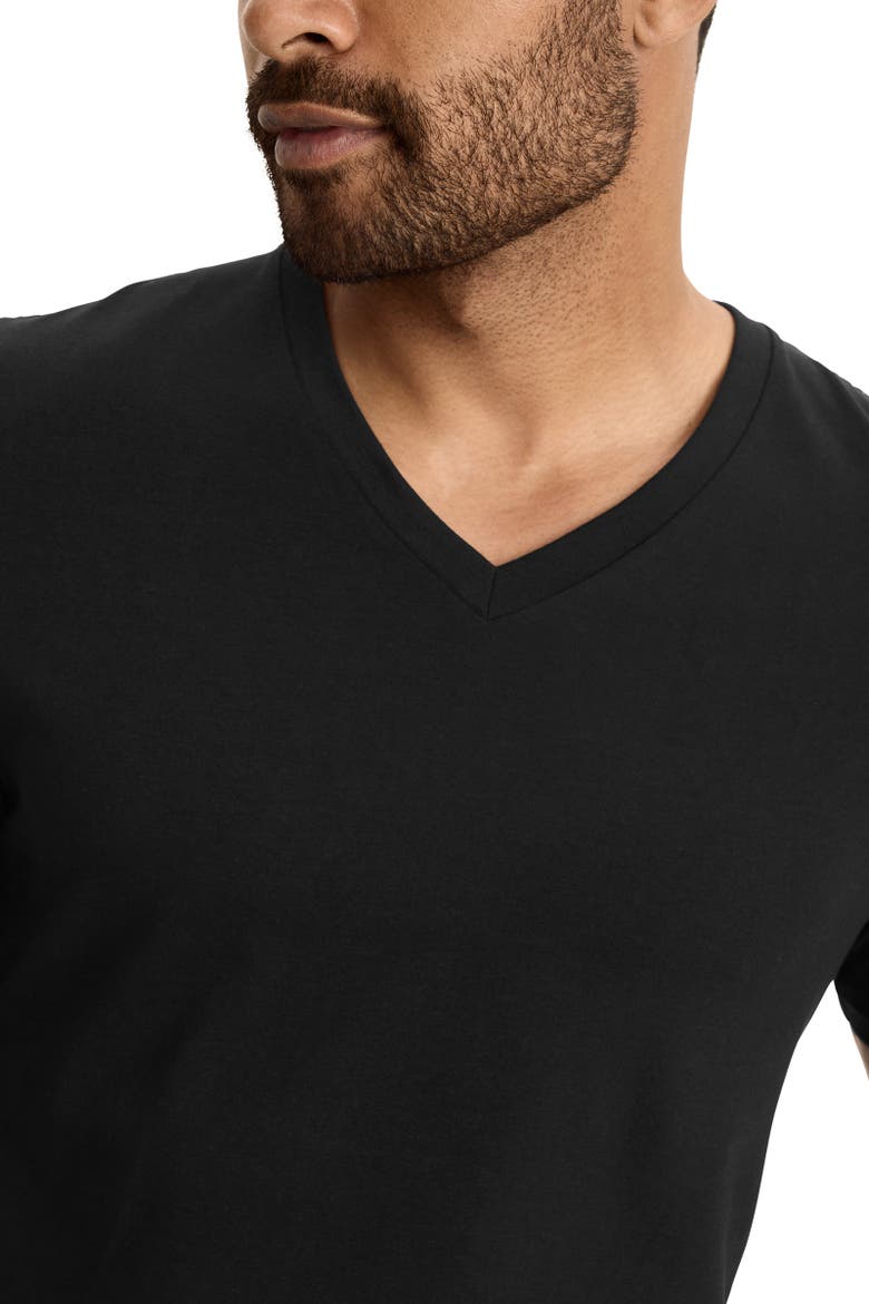 Mens Cotton Stretch V-Neck Undershirt - 6 Pack, Alternate, color, Black