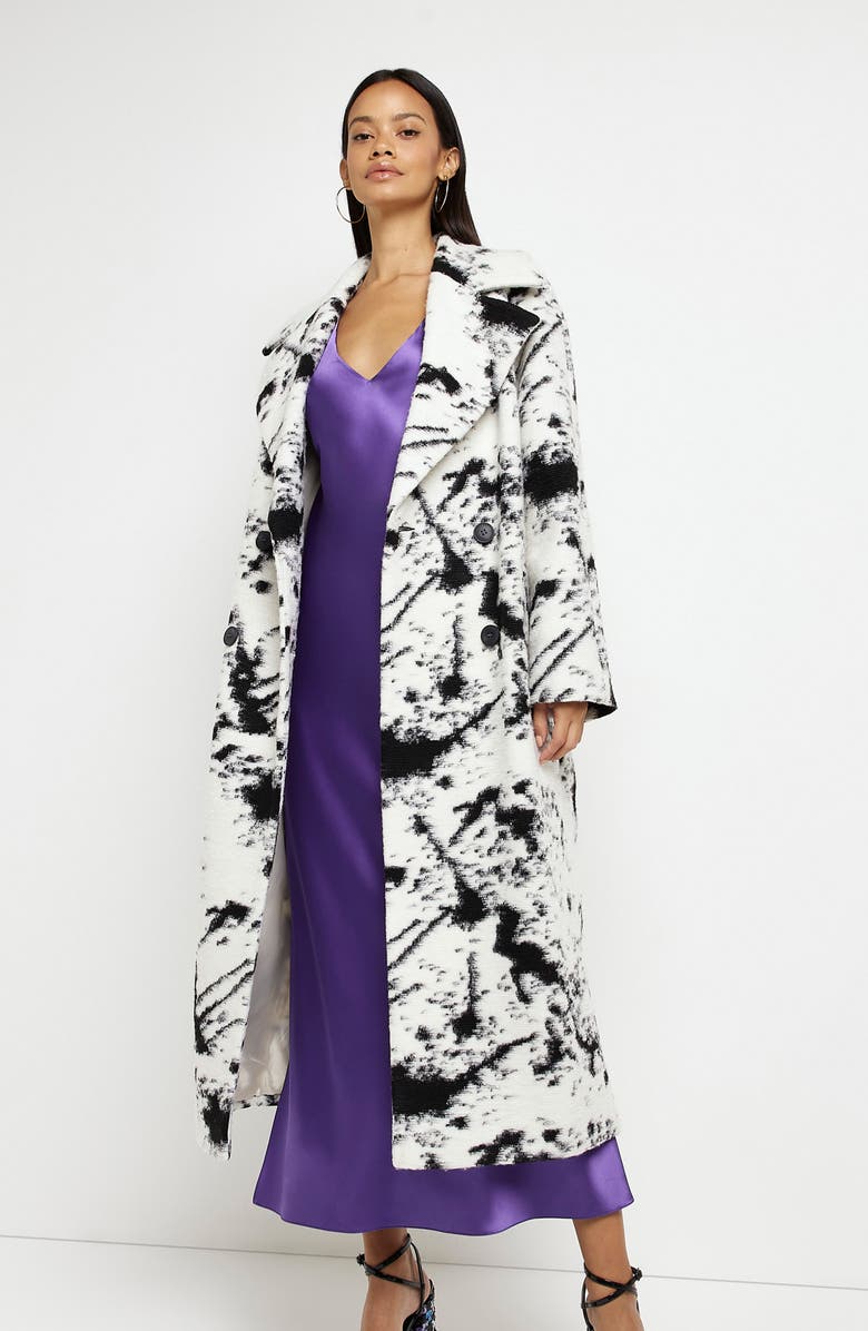 River Island Longline Double Breasted Coat, Alternate, color, 