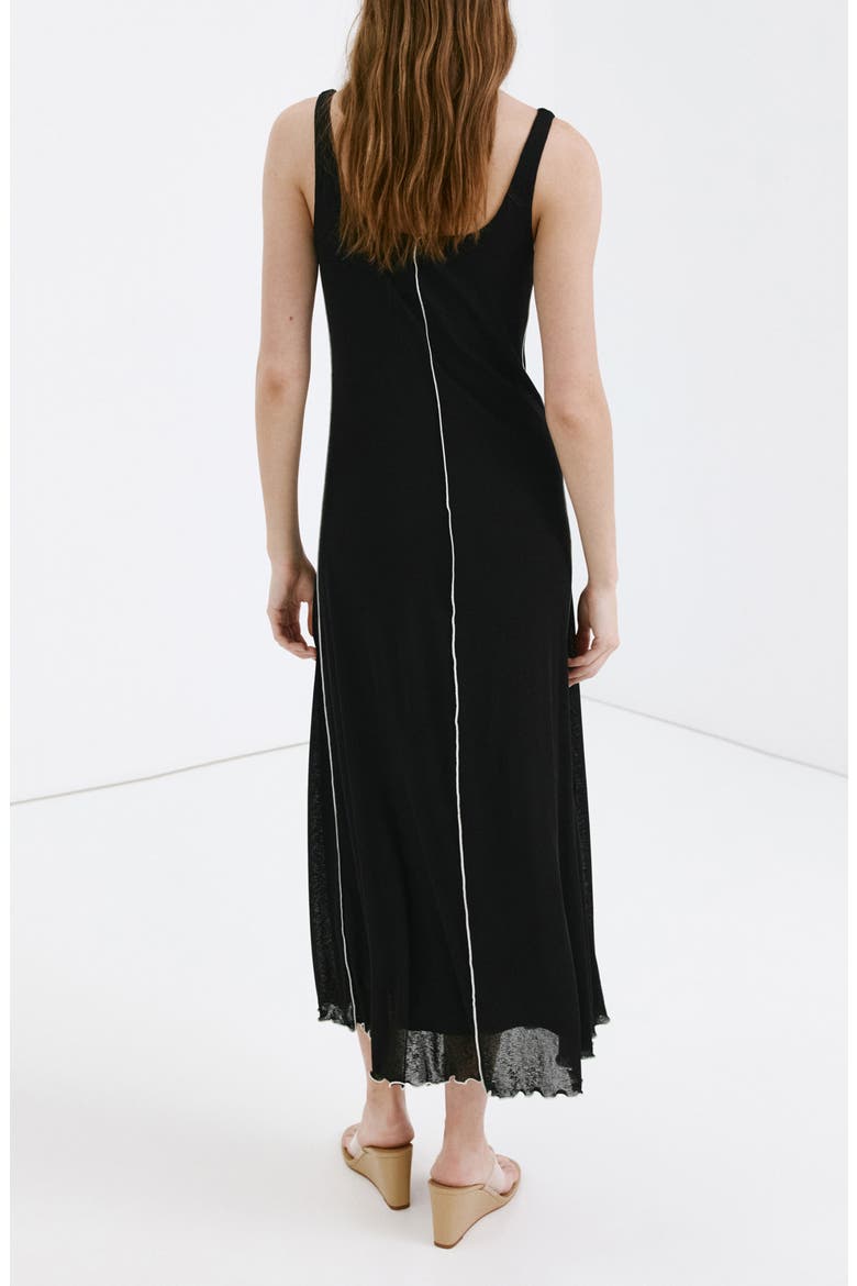 Contrast Stitch Midi Dress, Alternate, color, BLACK