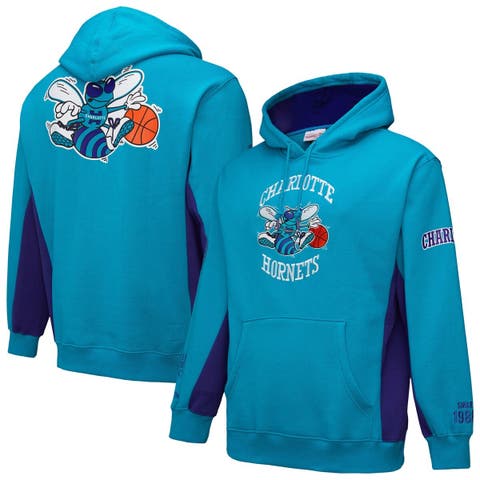 Men's Mitchell & Ness Teal Charlotte Hornets Hardwood Classics Team Origins Fleece Pullover Hoodie