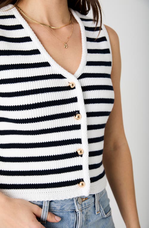 French Connection Stripe V-neck Vest In Summer White/marine