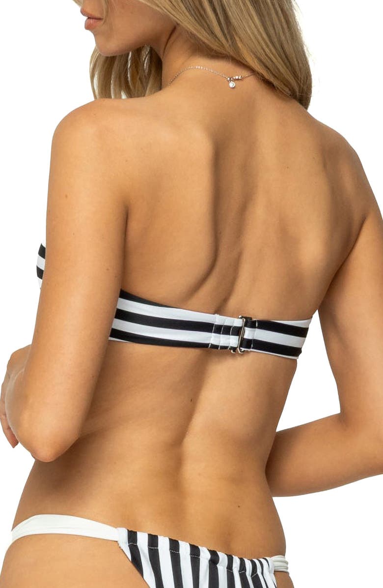 EDIKTED Dini Stripe Bandeau Bikini Top, Alternate, color, Black-And-White