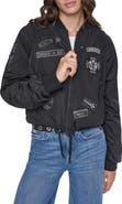 DKNY Ruched Pins & Patches Bomber Jacket