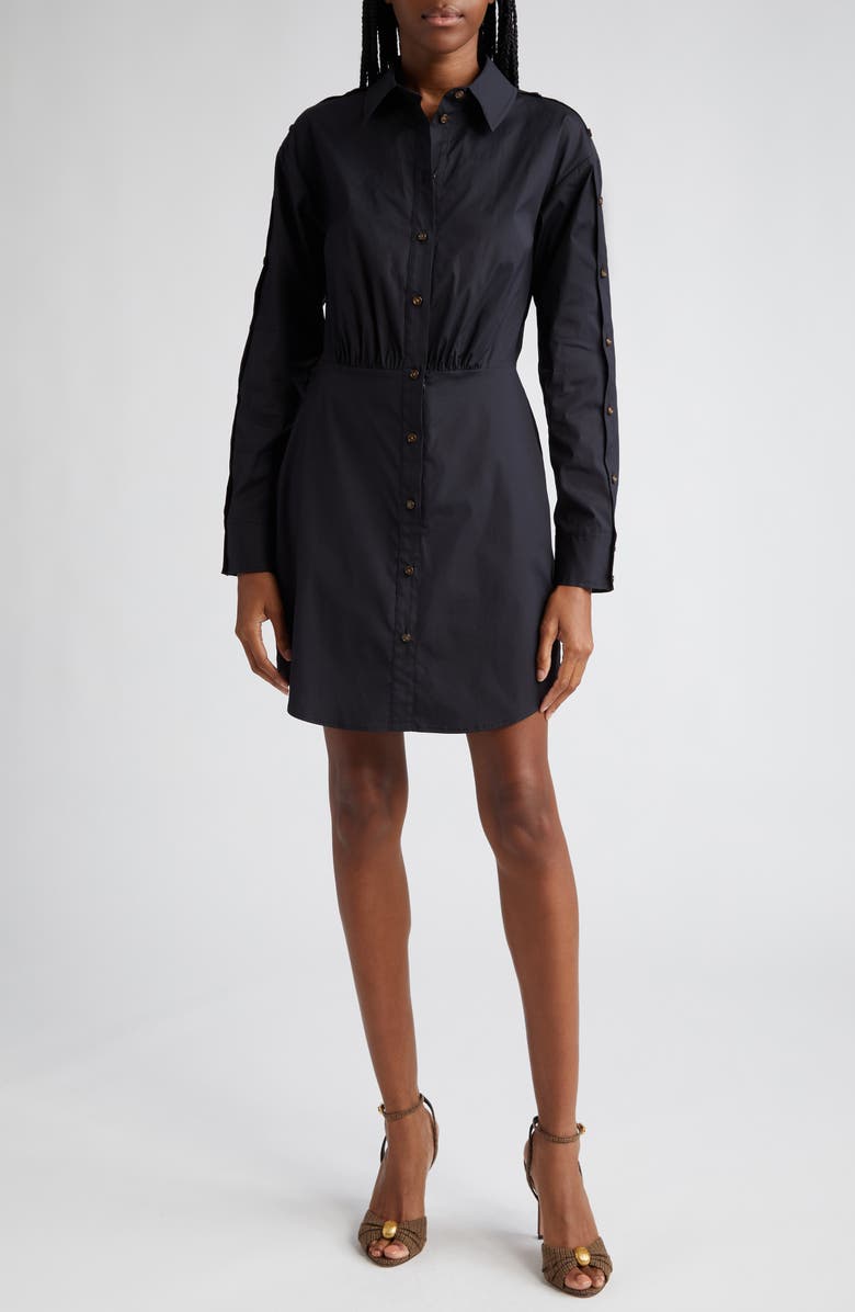 Veronica Beard Rae Button Long Sleeve Mini Shirtdress, Main, color, 