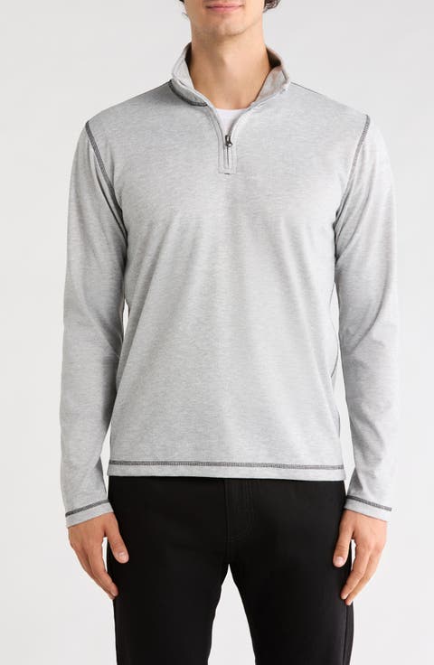 Plated Knit Mini Oxford Quarter Zip Pullover