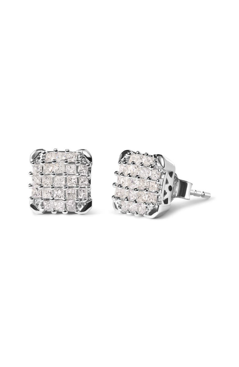 Haus of Brilliance 10K White Gold 3/4 Cttw Princess Diamond Composite Open Frame Stud Earrings, Alternate, color, White