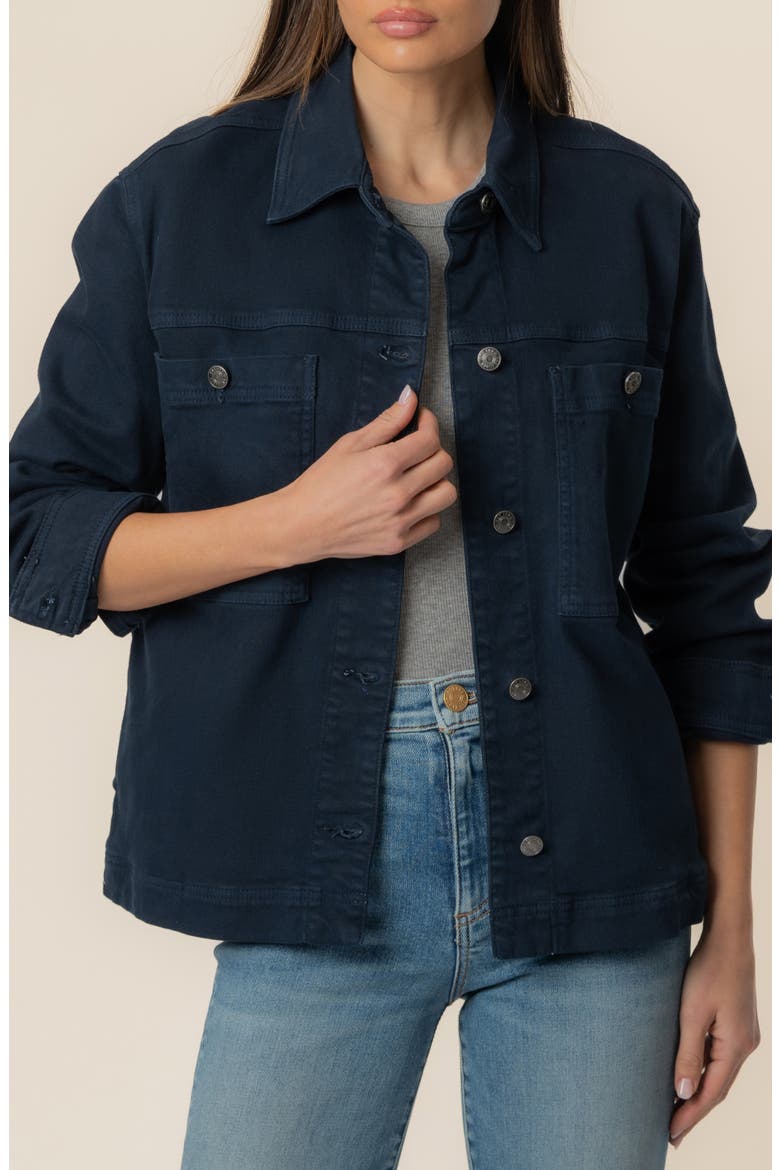 Barb Stretch Cotton Shirt Jacket, Main, color, NAVY