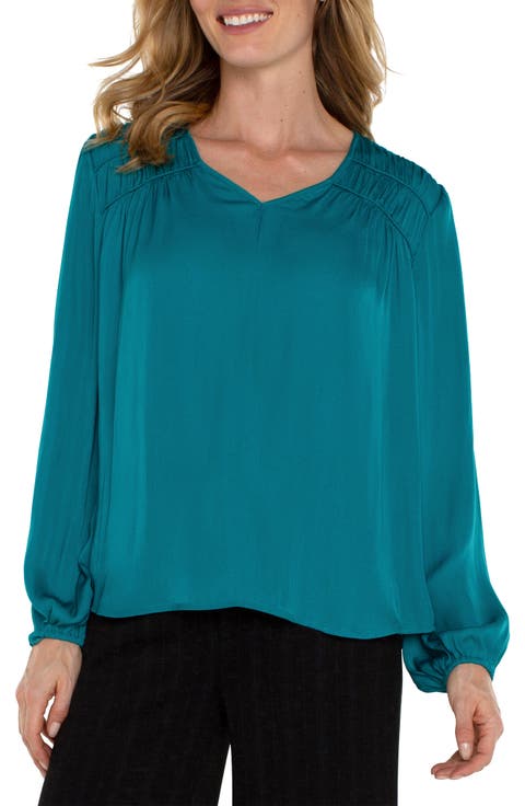 Shirred V-Neck Top