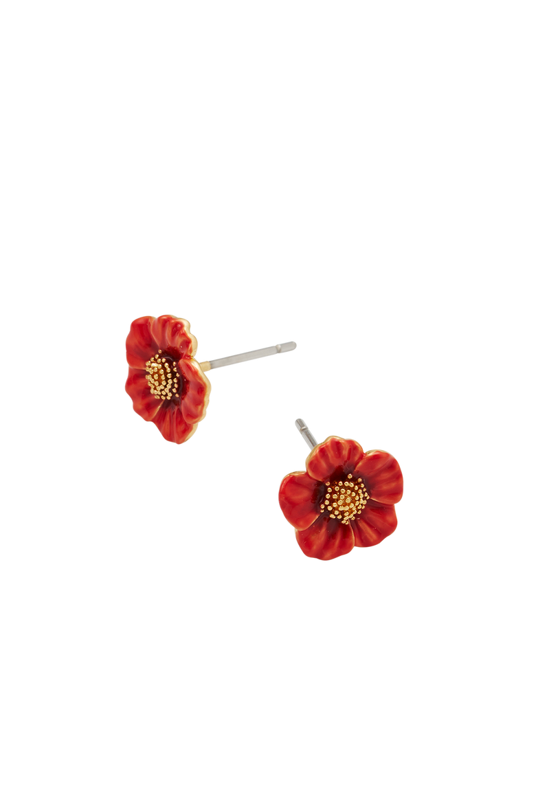 Red Blossom Stud Earrings, Alternate, color, Gold