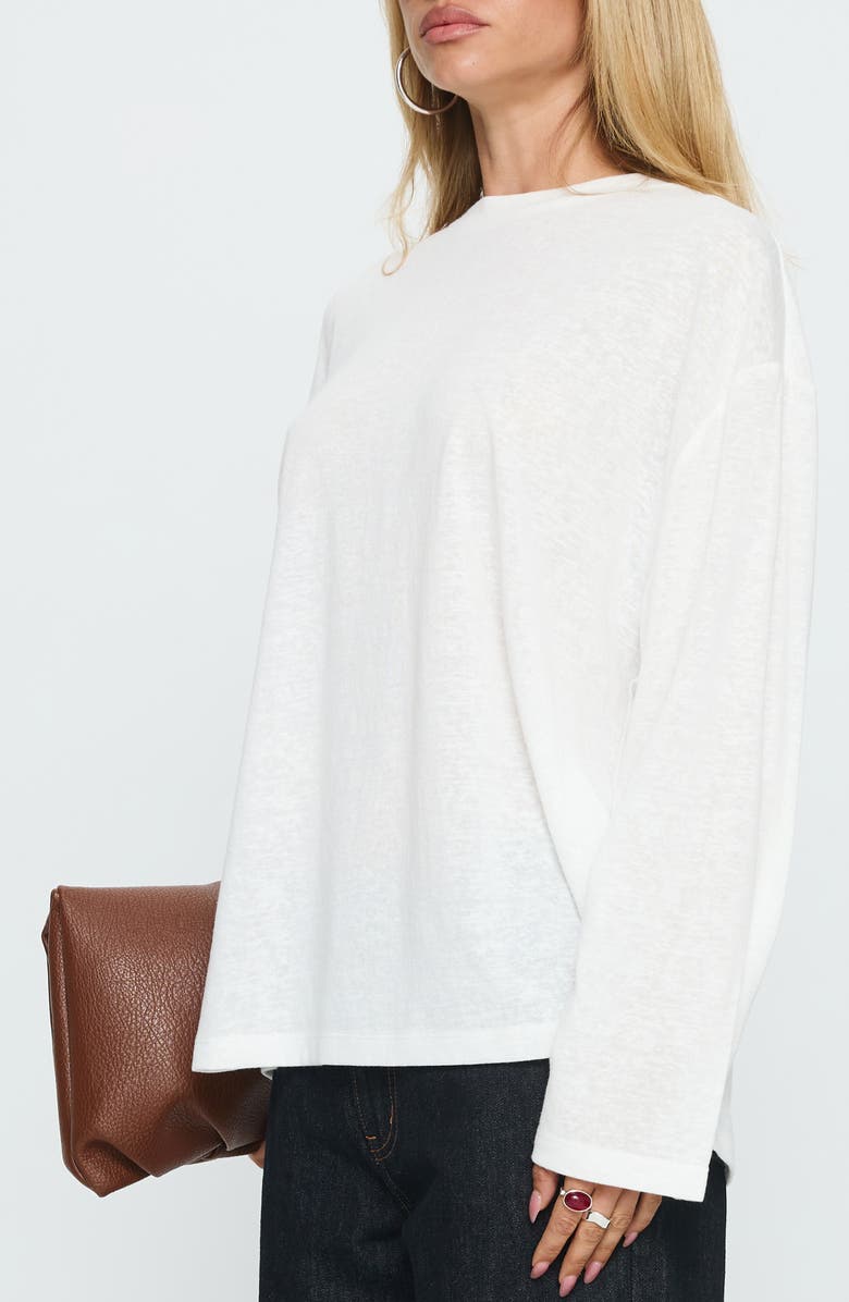 Princess Polly Zaydee Long Sleeve Recycled Cotton Blend Shirt, Alternate, color, White