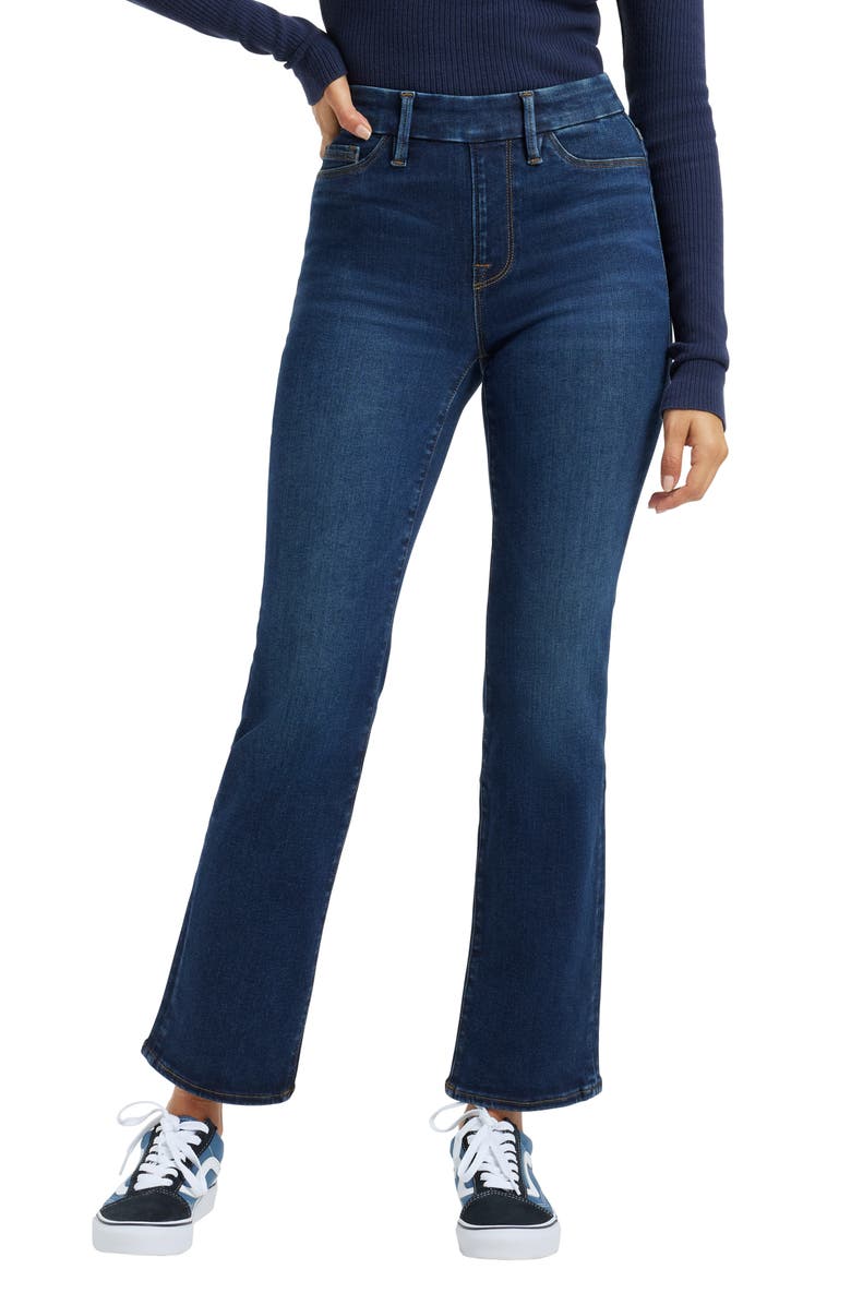 Good American Pull-On Straight Leg Jeans, Main, color, 