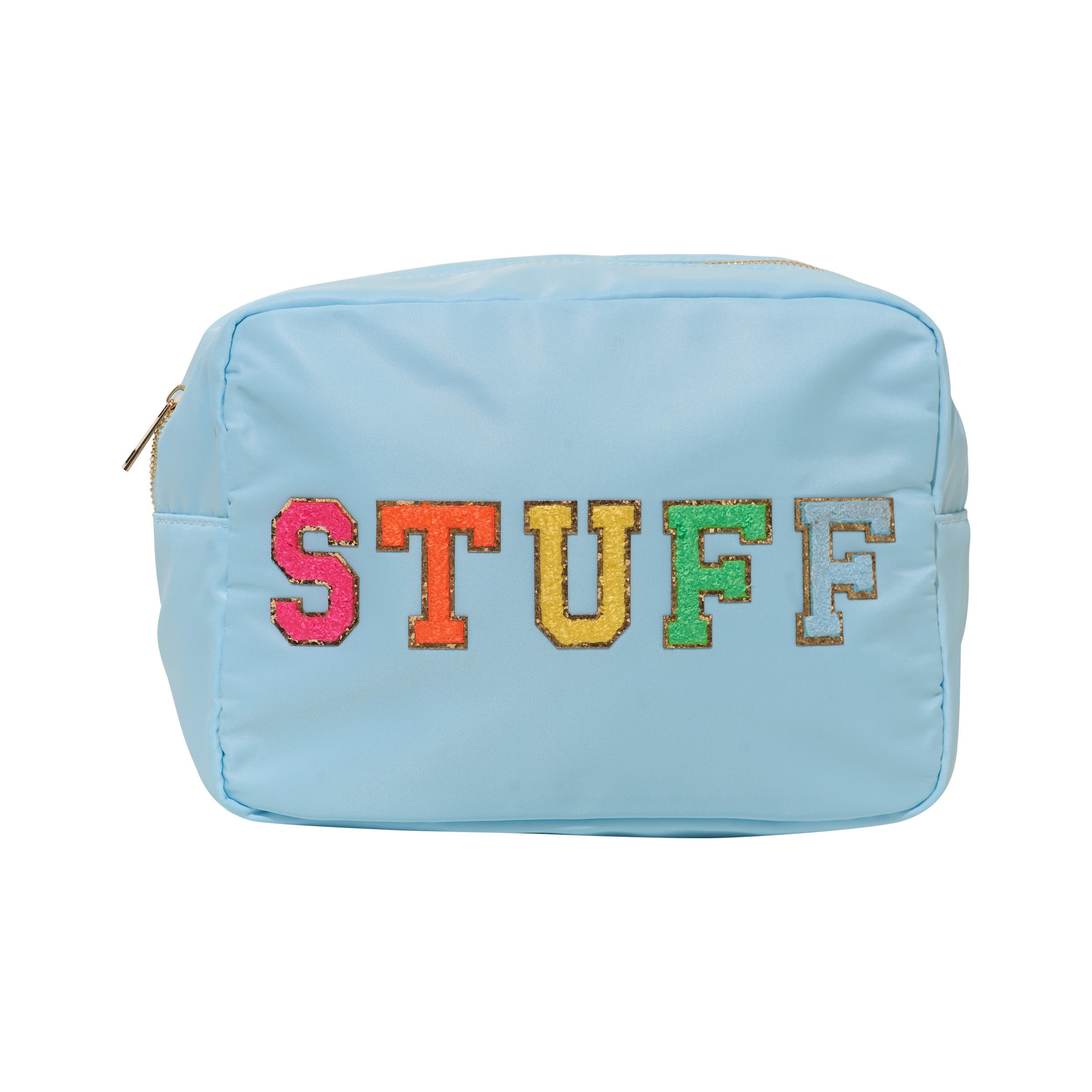 Nylon Pouch w/ STUFF Patch, Main, color, Blue