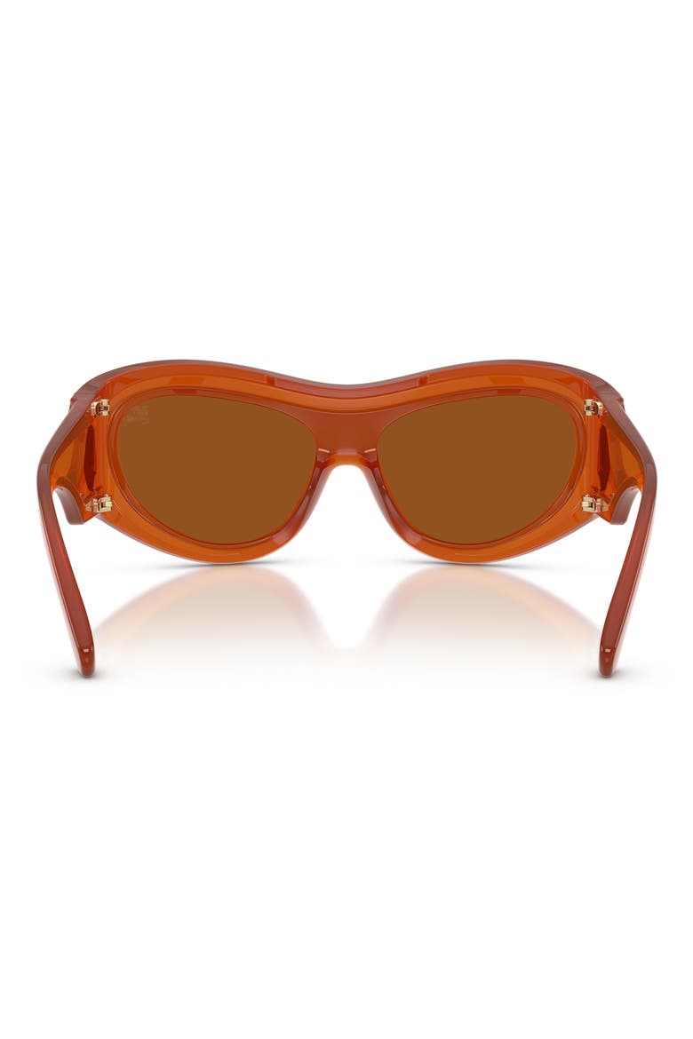 138mm Irregular Shield Sunglasses, Alternate, color, RUST/ DARK BROWN