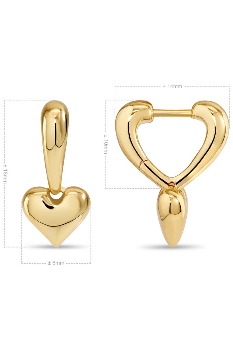 Sweet Heart Huggie Hoop Earrings in Gold Plated Sterling Silver, Alternate, color, Yellow Gold