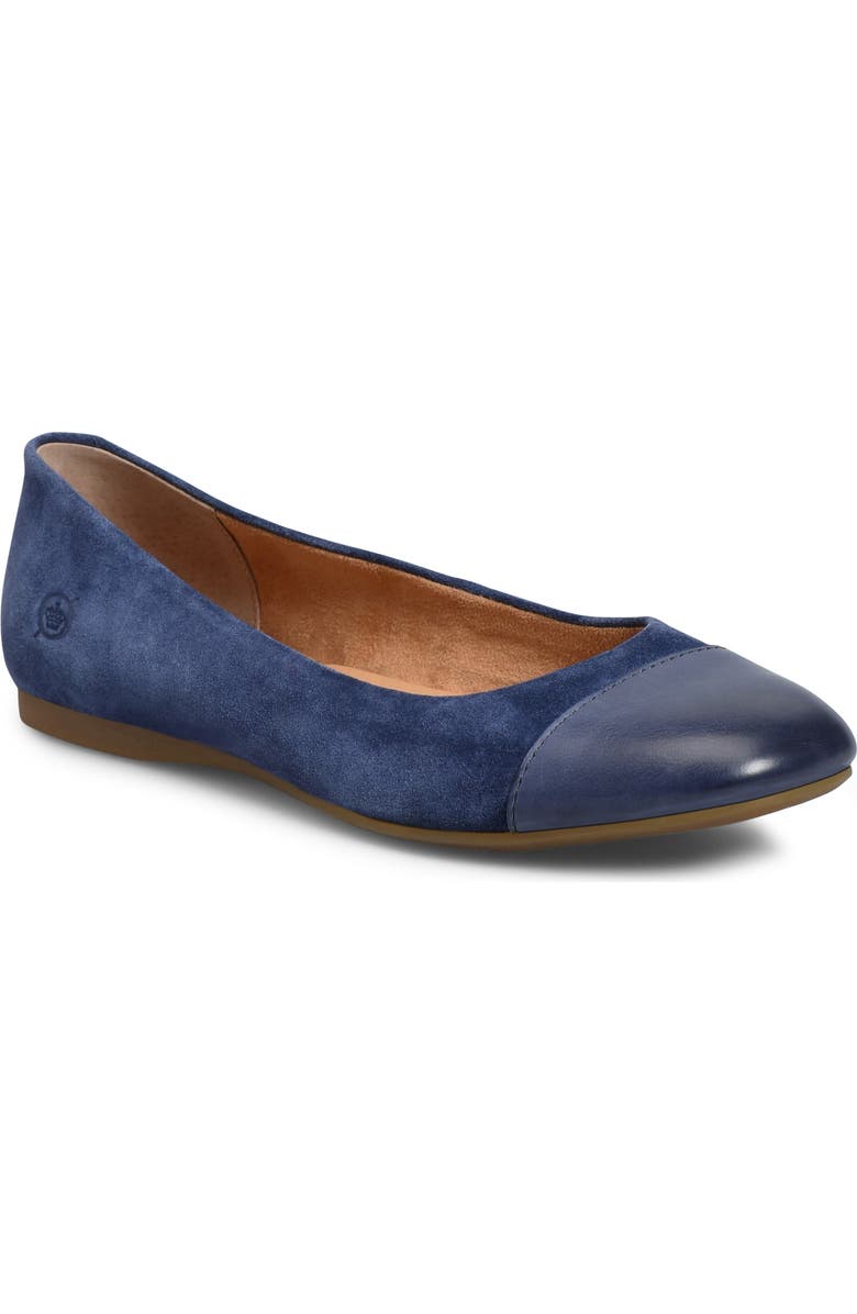 Børn Batti Mixed Media Ballet Flat, Main, color, Navy