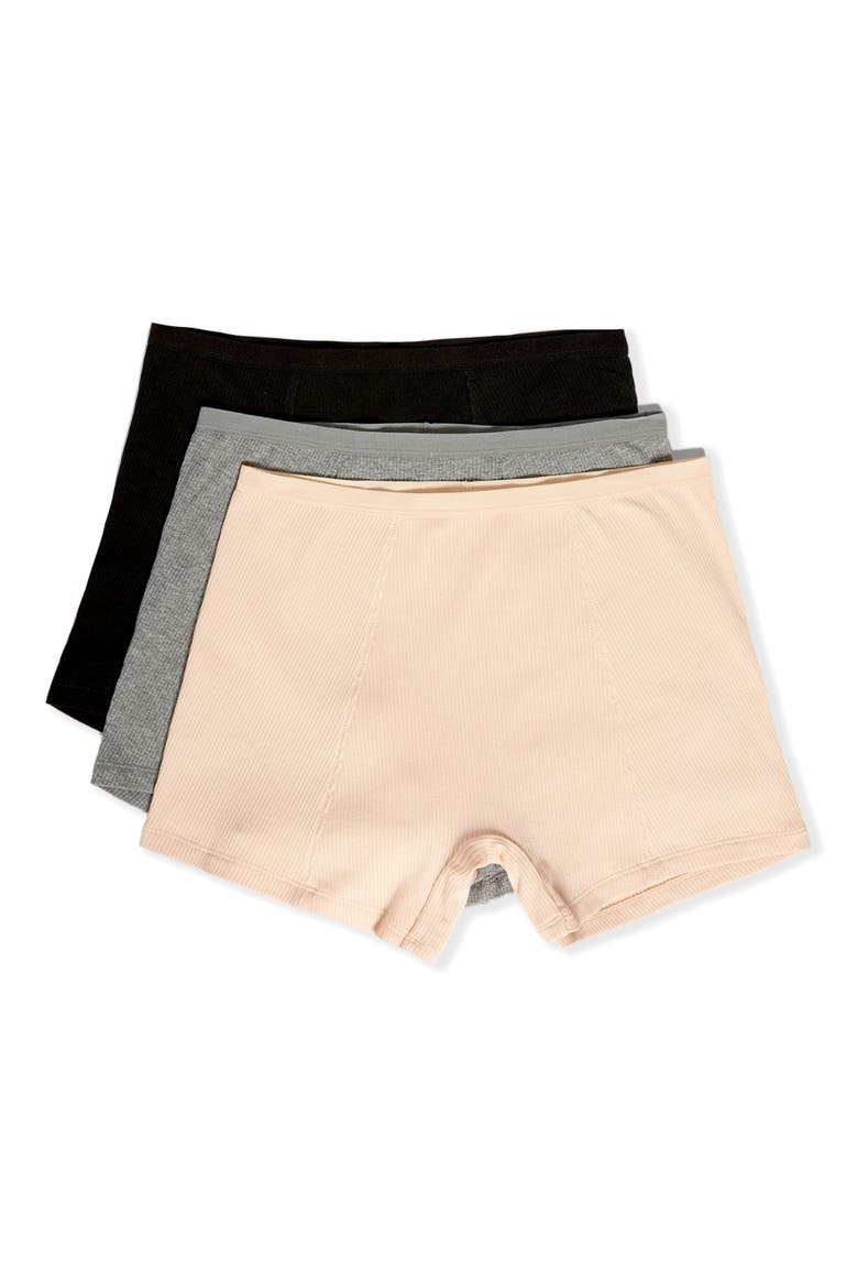 3-Pack Ribbed Cotton Boxers, Main, color, MULTICOLOR