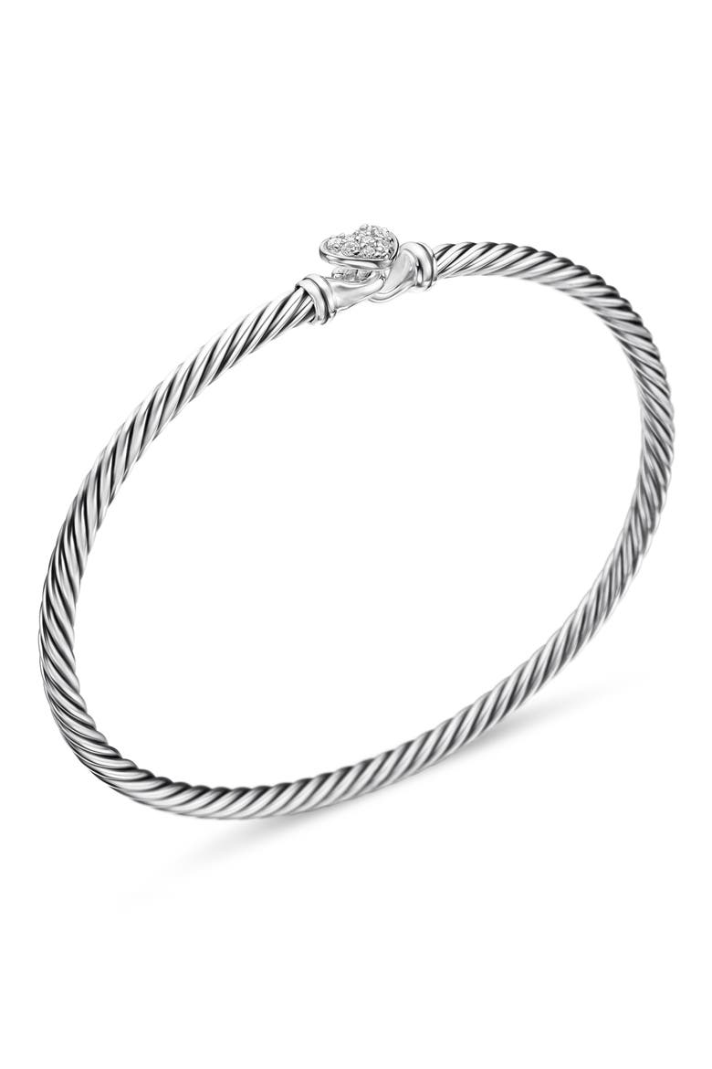 Cable Collectibles® Diamond Heart Bracelet, Alternate, color, SILVER