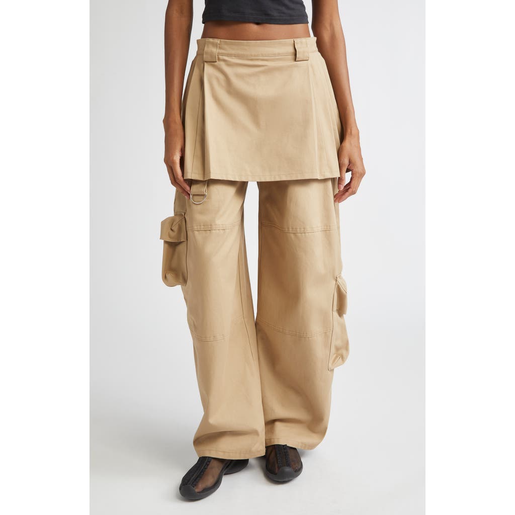 Collina Strada Lawn Plaid Skirt Overlay Cargo Pants In Neutral