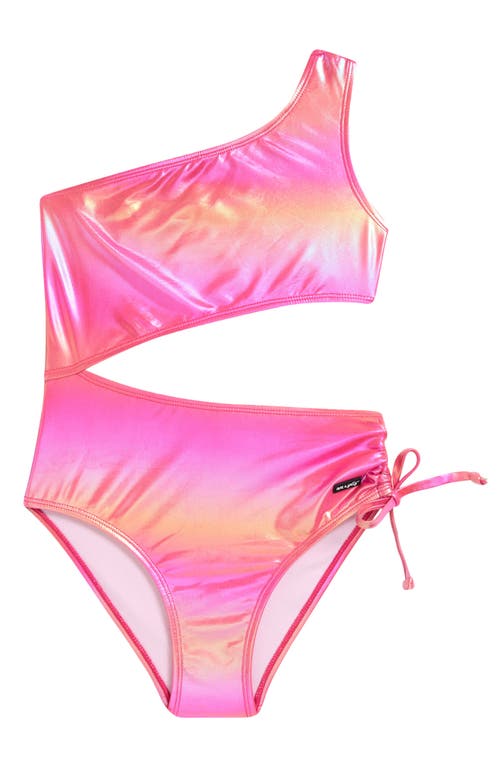 Ava & Yelly Kids' One-piece Irridescent Ombré One-piece Swimsuit In Pink