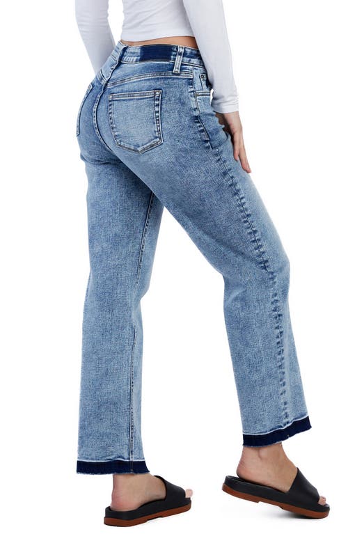 Hint Of Blu Release Hem Straight Leg Jeans In Majestic Blue