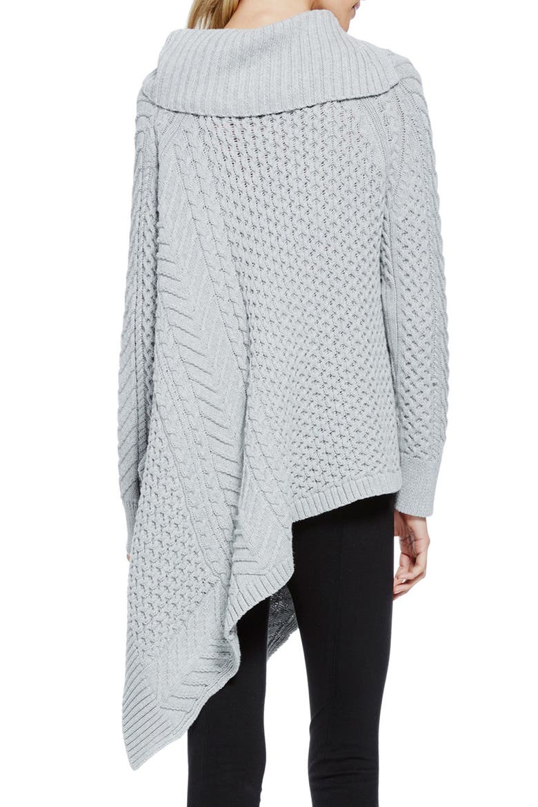 Asymmetrical Mix Stitch Turtleneck Sweater, Alternate, color, TIN HEATHER