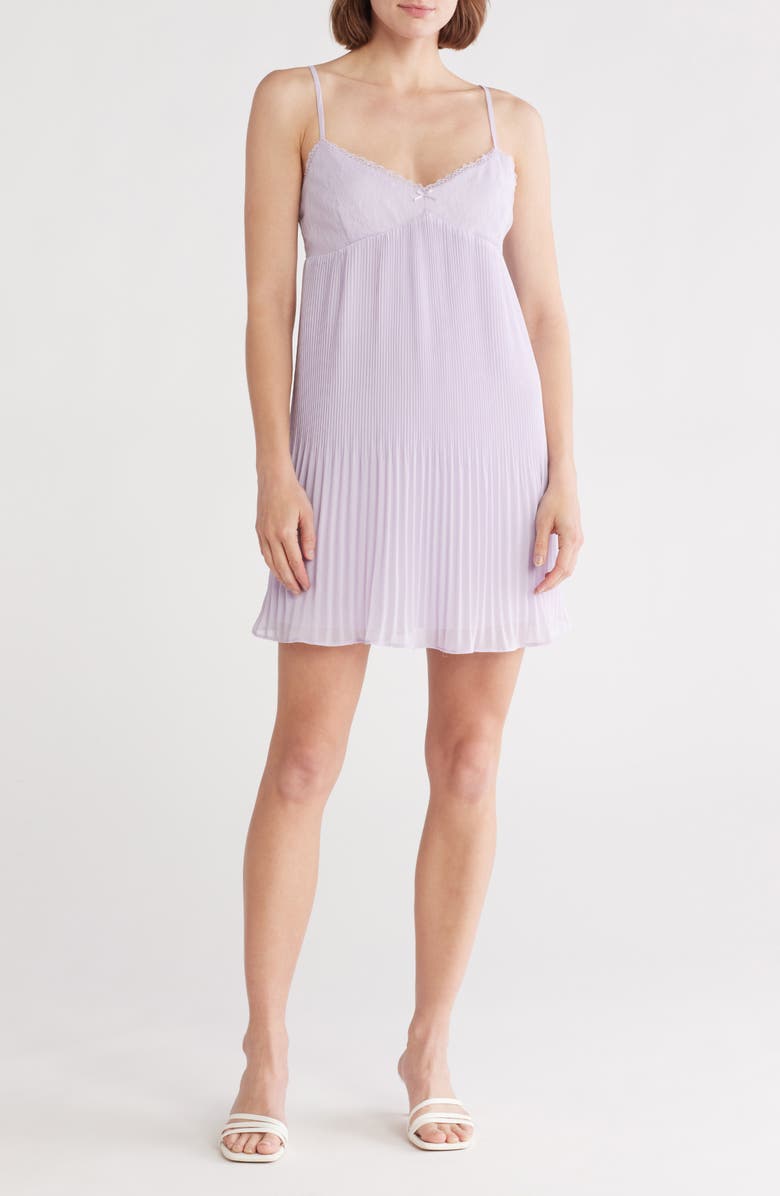 Lush Lace Trim Pleated Babydoll Dress, Main, color, Lavender