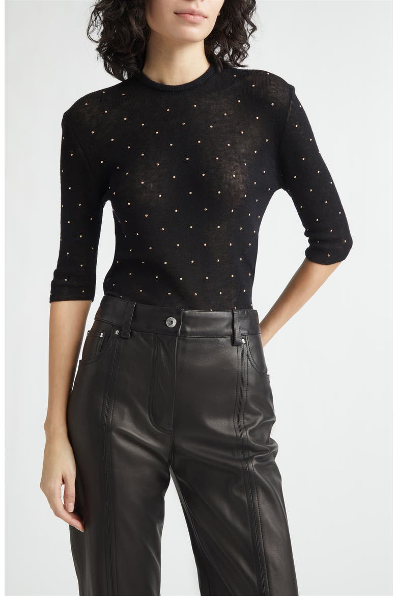 Studded Wool Sweater, Main, color, BLACK