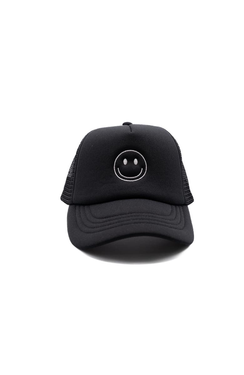 Rey To Z Smiley Foam Trucker Hat, Main, color, Black