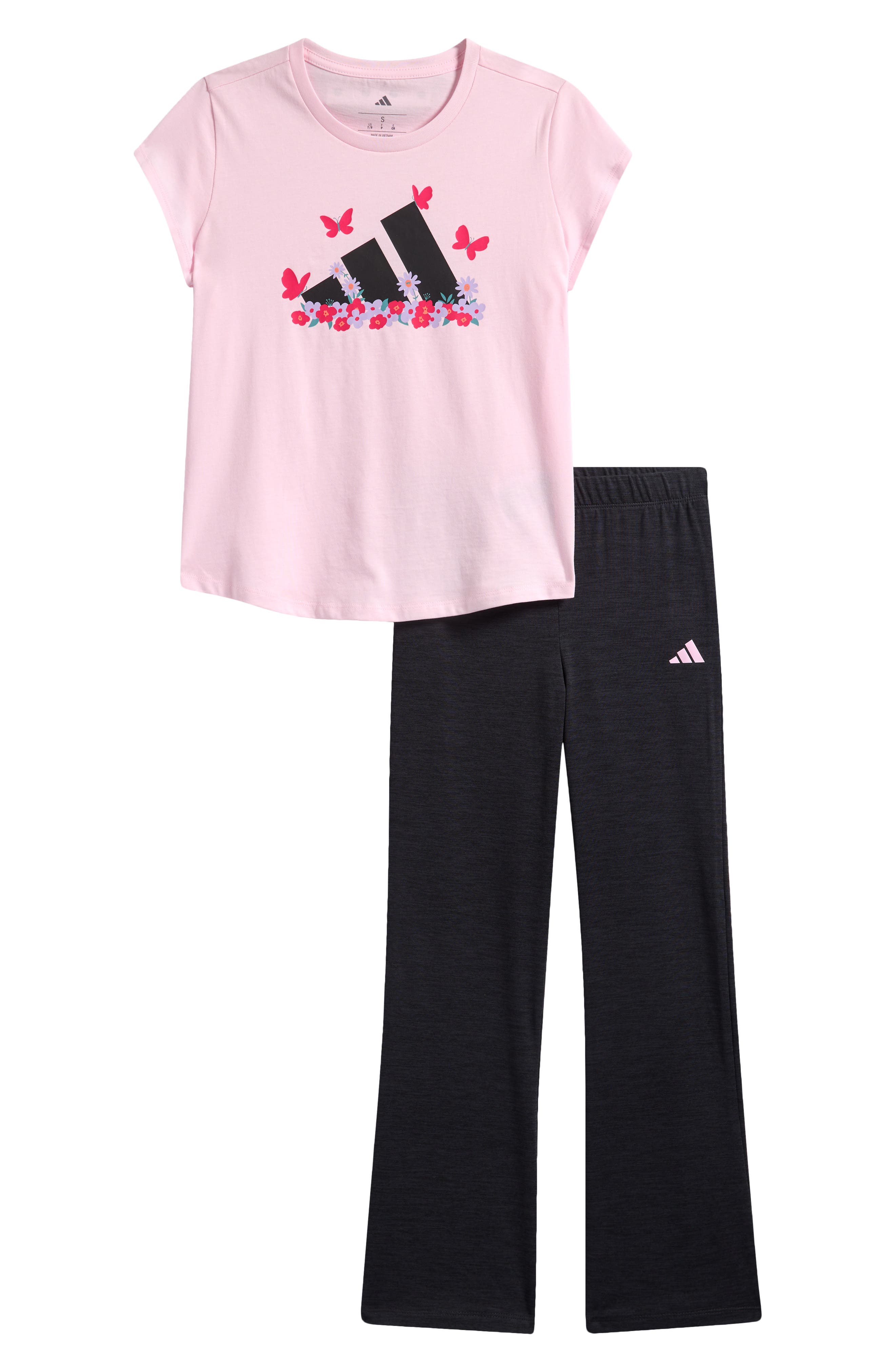 adidas Kids' Graphic T-Shirt & Flare Pants Set