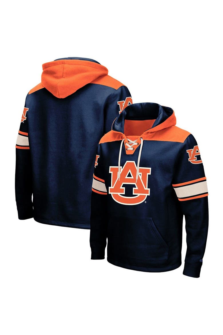 Men's Colosseum Navy Auburn Tigers 2.0 Lace-Up Pullover Hoodie, Alternate, color, Navy