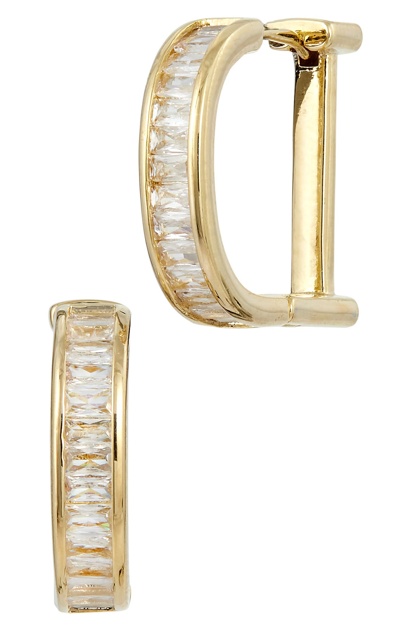 SAVVY CIE JEWELS Baguette Cubic Zirconia Half Hoop Earrings