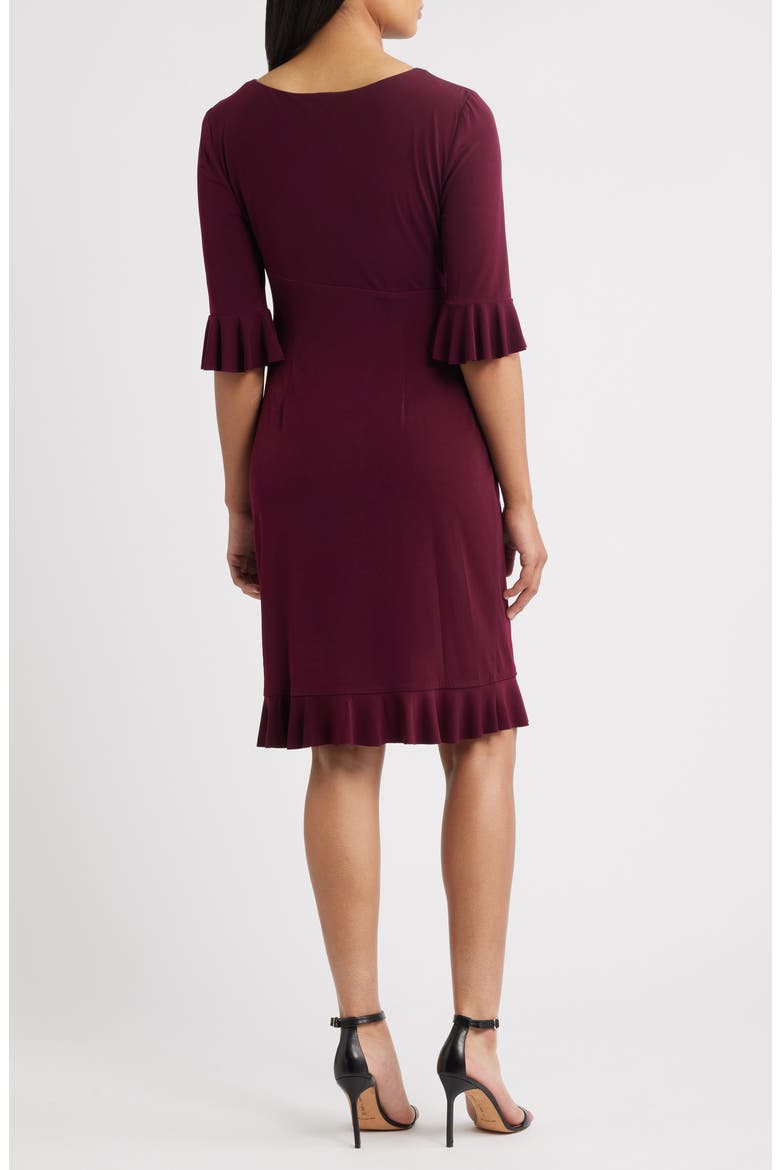 Ruffle Pleat Dress, Alternate, color, BORDEAUX