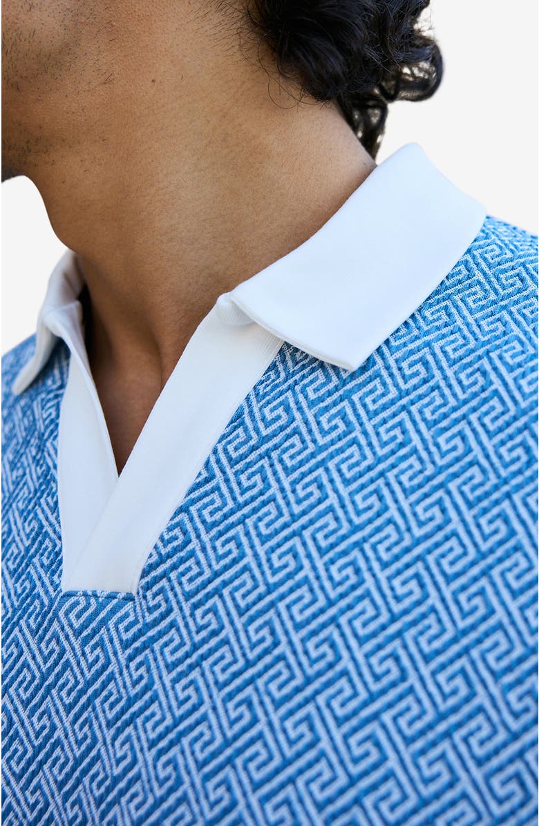 MAUVAIS Calvi Swirl Geo Jacquard Slim Polo, Alternate, color, Medium Blue