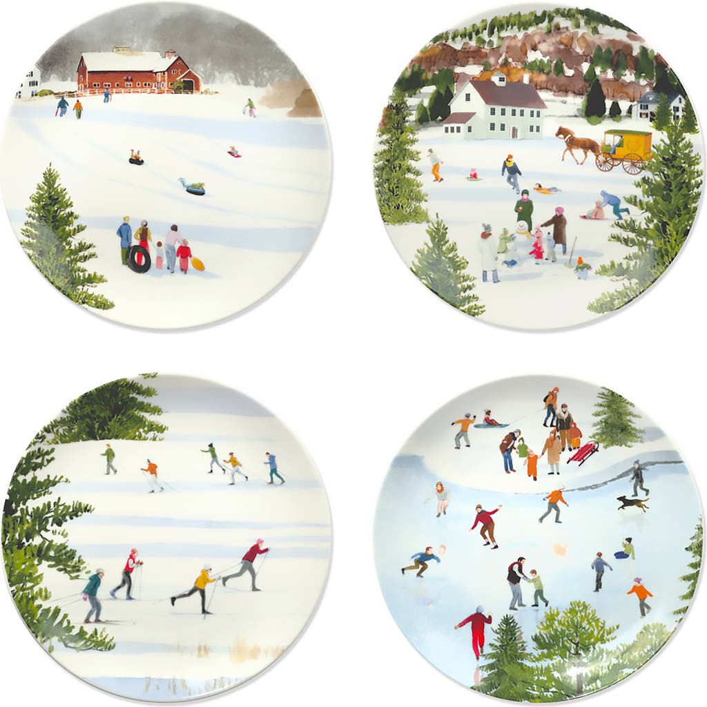 Caskata X Felix Doolittle "winter Wonderland" Plates, Mixed Set Of 4 In Multi