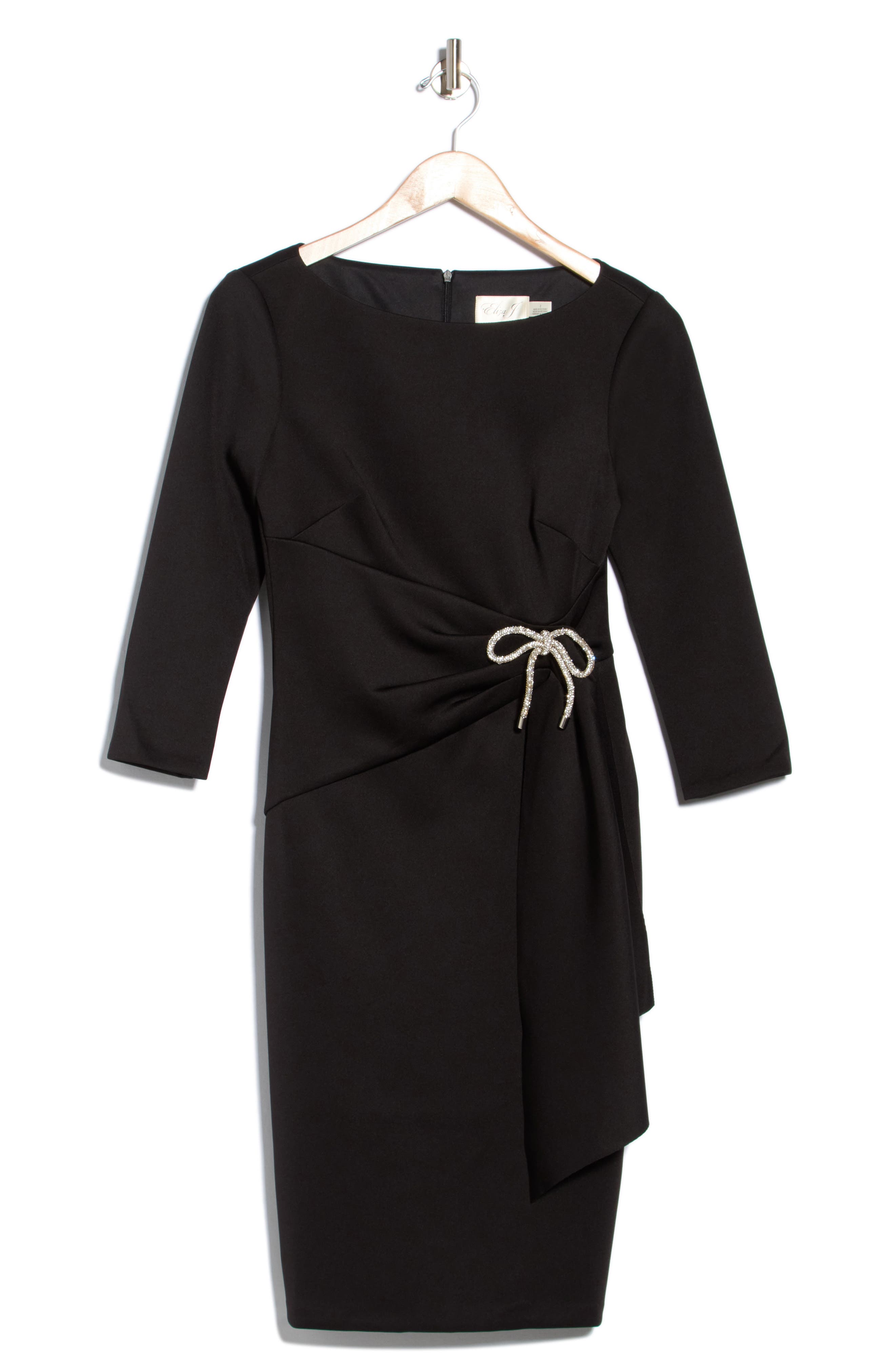 Crystal Bow Bateau Neck Sheath Dress