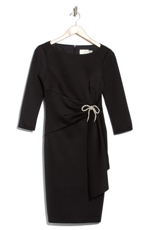Crystal Bow Bateau Neck Sheath Dress