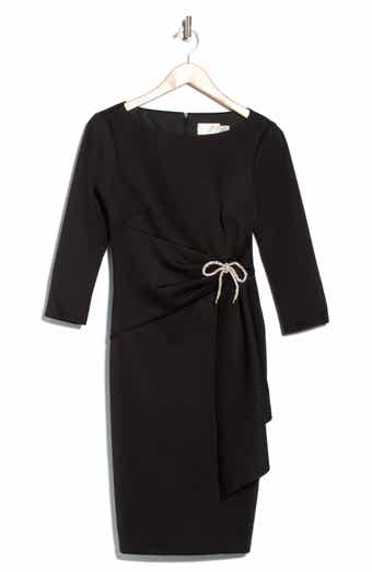 Crystal Bow Bateau Neck Sheath Dress