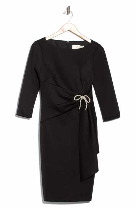 Crystal Bow Bateau Neck Sheath Dress