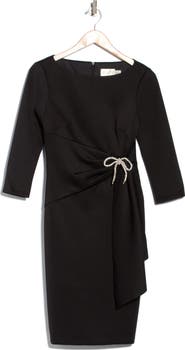 Eliza J Crystal Bow Bateau Neck Sheath Dress