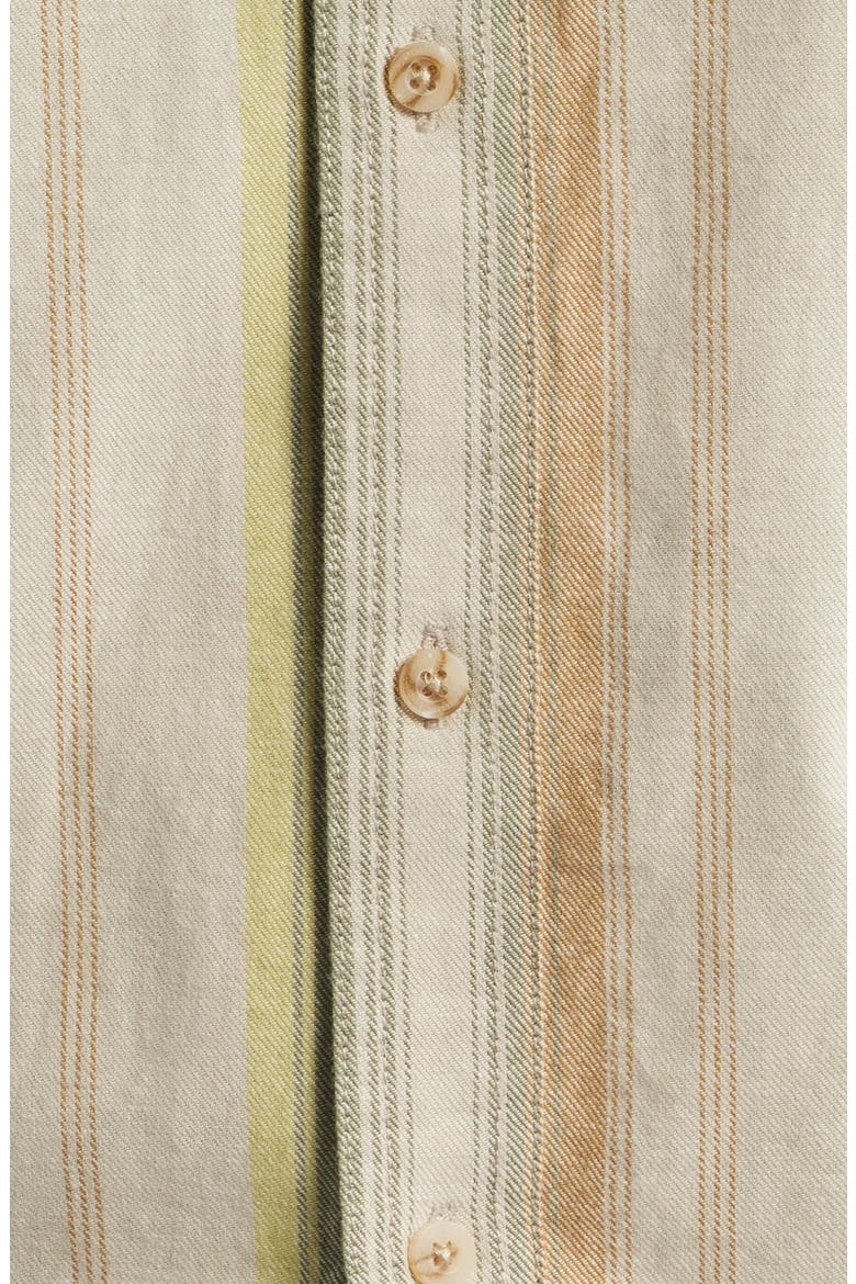 Bayside Stripe Short Sleeve Cotton Button-Down Shirt, Alternate, color, TAN MULTI STRIPE
