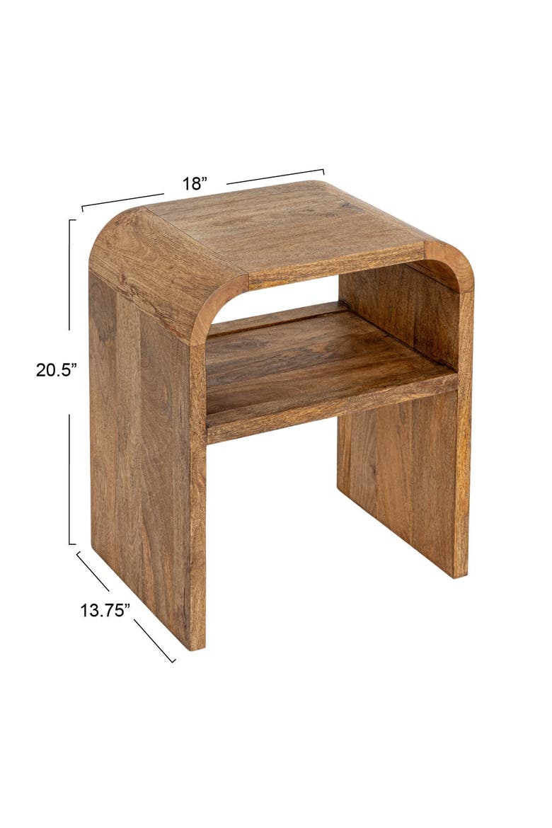 Waterfall Edge End Table with Shelf, Alternate, color, Natural