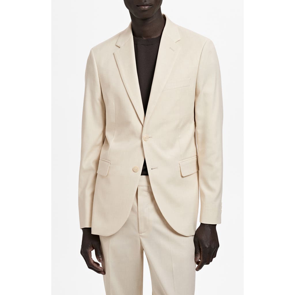 Mango Milan Slim Fit Linen Blazer In Neutral
