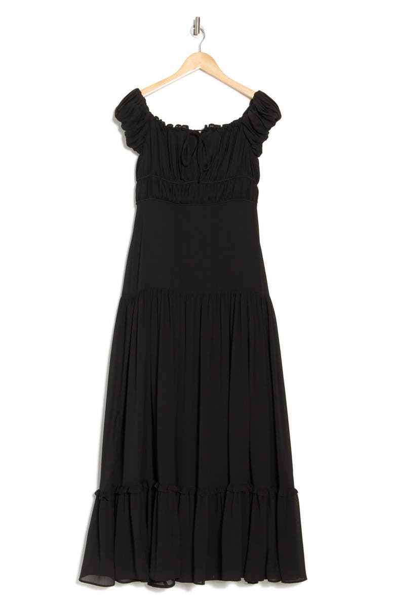 AREA STARS Shirred Maxi Dress, Alternate, color, Black