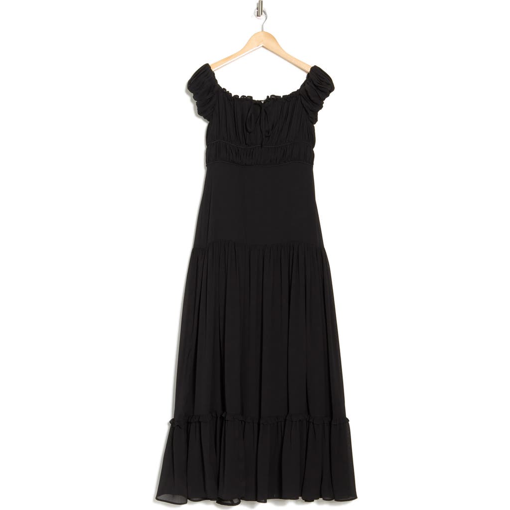 Area Stars Shirred Maxi Dress In Black
