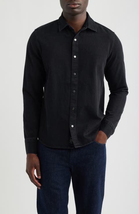 Cotton Twill Snap-Up Shirt