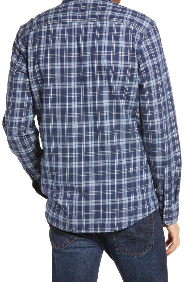 1901 Trim Fit Plaid Stretch Flannel Button-Up Shirt, Alternate, color, Navy Maritime Bobby Plaid