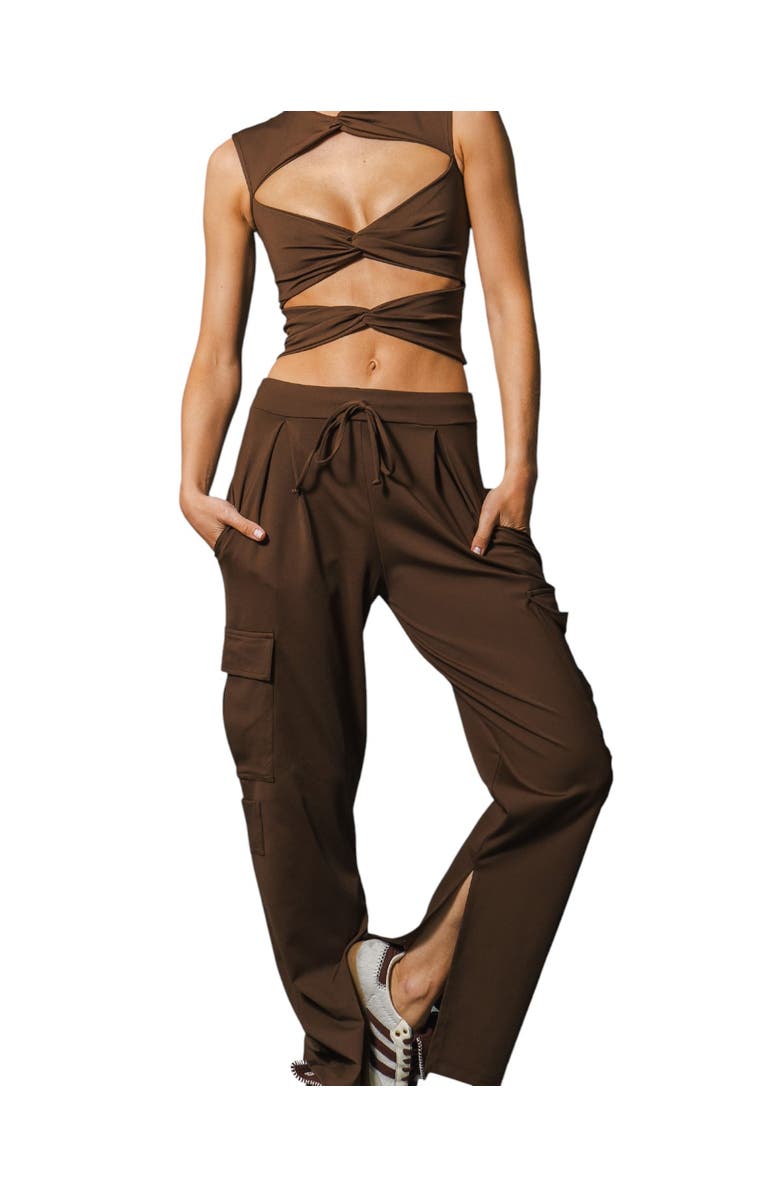 Port De Bras Slit Cargo Pant, Alternate, color, Dark Chocolate