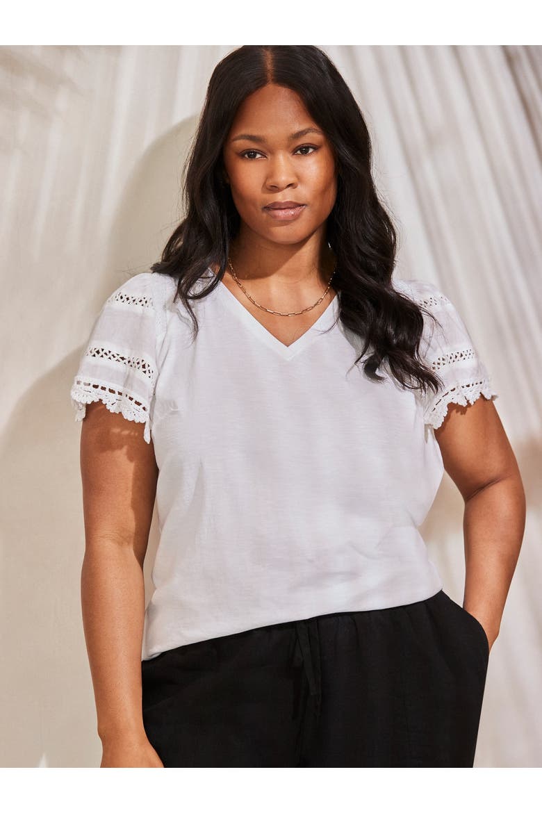 Angel Sleeve Neck Top, Main, color, White