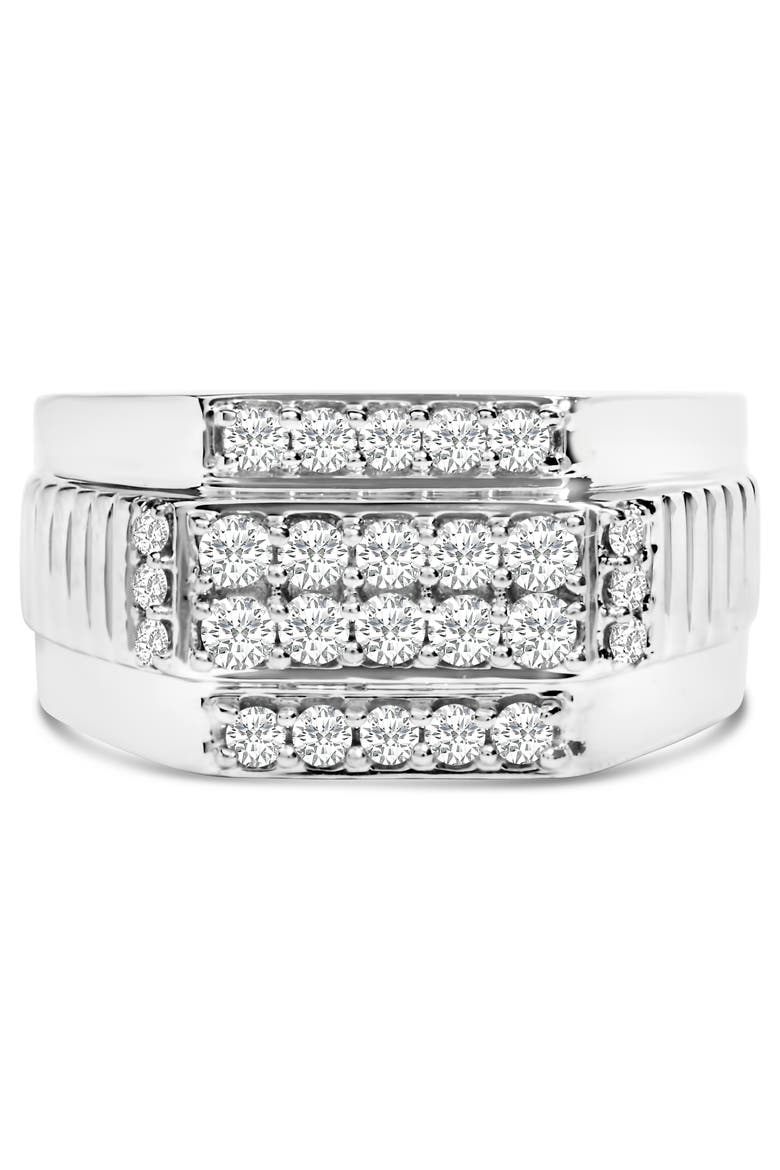 Men's Silver 1.00 Cttw Diamond Multi Row Band Ring, Main, color, Silver