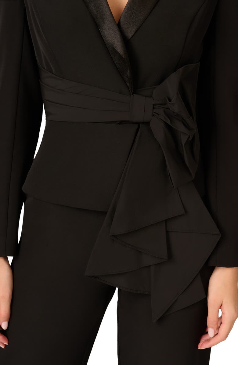 Aidan Mattox by Adrianna Papell Bow Long Sleeve Stretch Crepe Jumpsuit, Alternate, color, 